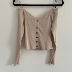 NEW forever 21 tan button off the shoulder shirt